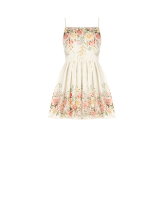 Robe courte blanche imprimé roses