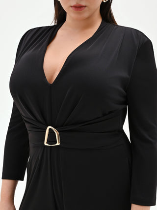 Tuta nera Curvy palazzo in jersey fluido