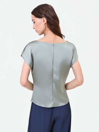 Sage Green Peplum-Effect Blouse