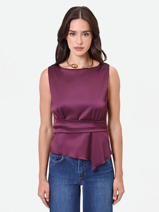 Asymmetrical Burgundy Satin Top