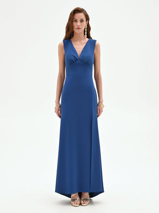 Brilliant Blue Maxi Dress with Side Slit Rinascimento Brilliant Blue Maxi Dress with Side Slit Rinascimento