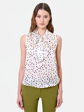 Bordeaux Polka Dot Satin Top