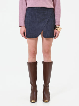 Navy Wrap Miniskirt