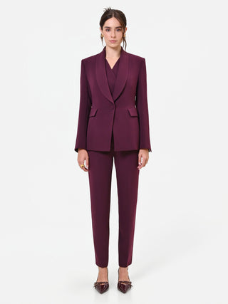 Einreihiger Studio-Blazer aus bordeauxrotem Crêpe
