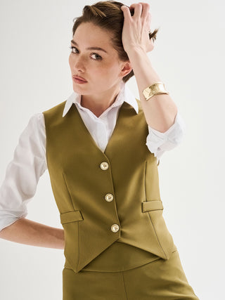 Gilet in Tessuto Tecnico Verde Militare