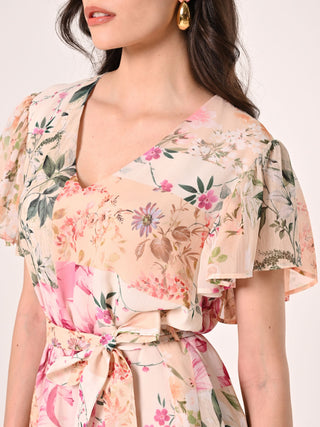 Robe imprimé fleuri à volant