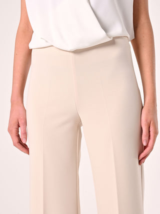 Light Beige Trousers in Scuba Crepe