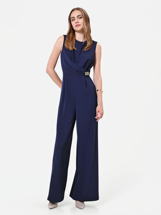 Navyblauer Jumpsuit mit Drapierung