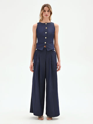 Pantaloni jeans palazzo blu