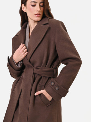 Dark Brown Belted Wrap Coat
