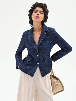 Blue lurex denim blazer jacket