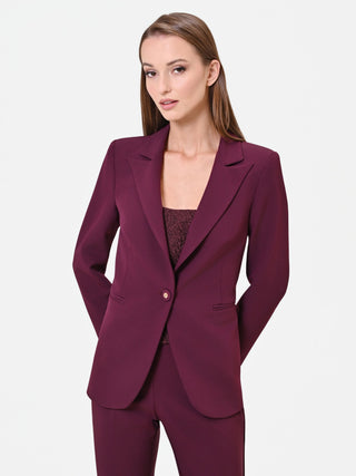 Burgundy Red Single-Breasted Technical Fabric Jacket