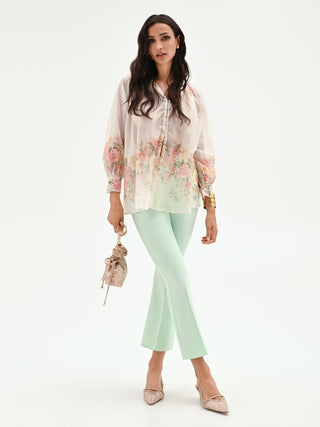 Mint Green Slim-Fit Trousers