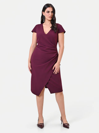 Robe fourreau Curvy bordeaux à drapé latéral