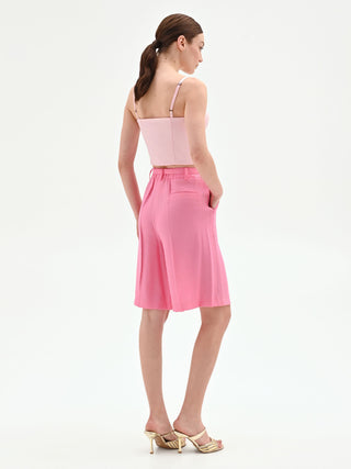 Bermuda rosa a vita alta con cintura