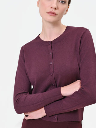 Cardigan girocollo bordeaux rosso