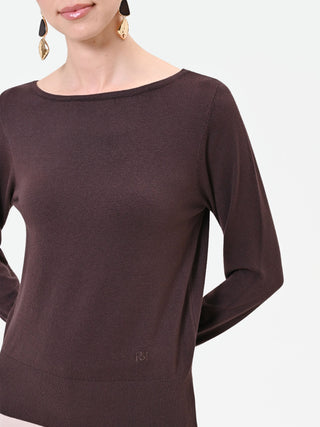 Maglia scollo a barchetta moro marrone