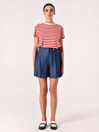 Denim-effect Mariniére Bermuda Shorts