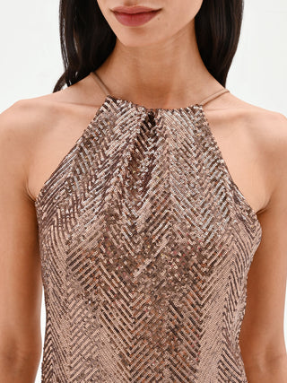 Bronze Paillette Halter Top