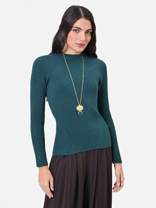 Petrol Green Ribbed Viscose Sweater