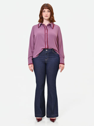 Blaue Curvy High-Waist Flare-Jeans