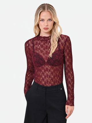 Burgundy Lace Top