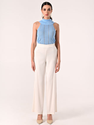 White Trousers in Viscose Satin