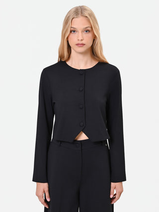 Black Cropped Punto Milano Jacket