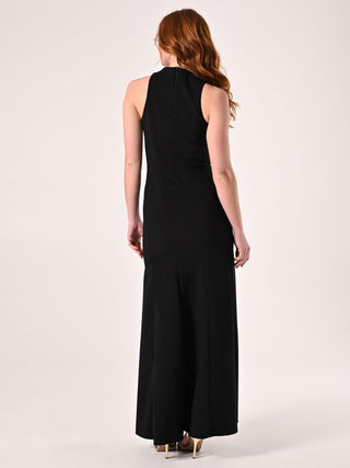 Robe longue noire en tissu stretch