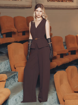 Tuta marrone in cadi effetto gilet con cintura