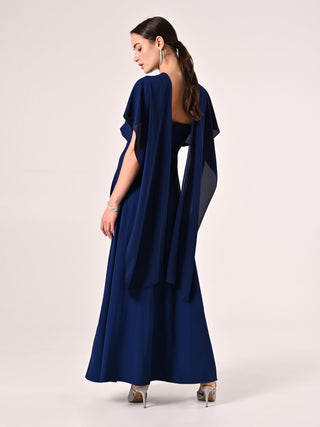Abito Lungo Blu Nastri