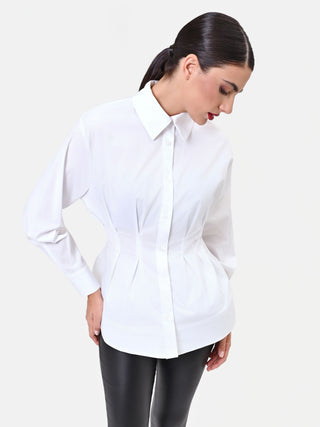 White Cotton Corset-Effect Shirt