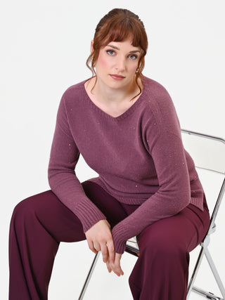 Maglia Curvy rosa antico in filato misto viscosa