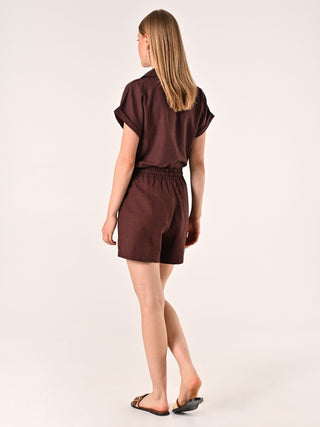 Chocolate Shorts in Linen Cotton