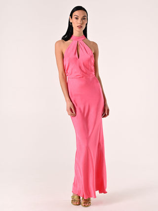Slinky Dress in Camellia Pink Satin