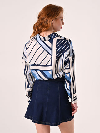 Camicia stampa Geometrica variante Blu