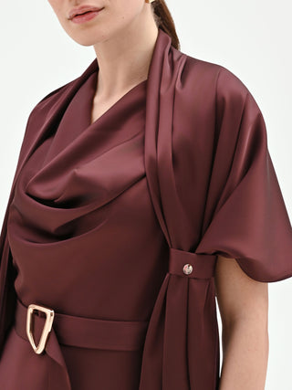 Stola in raso cioccolato con anello