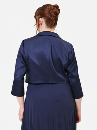 Curvy Navy Blue Satin Bolero Jacket