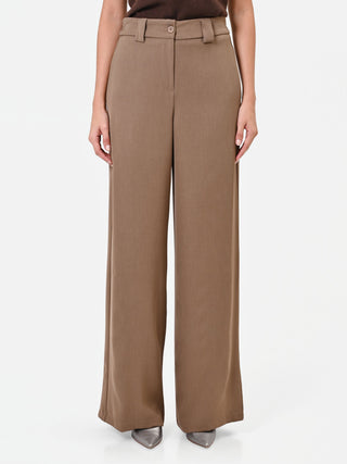 Pantalone tortora a gamba larga