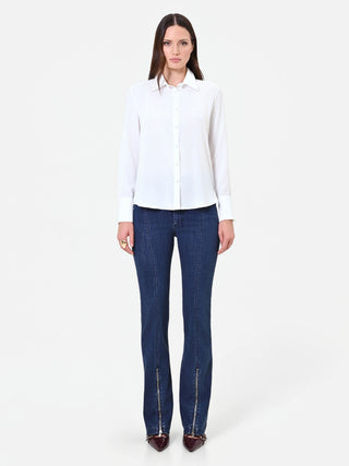 Satinbluse in Cremeweiß