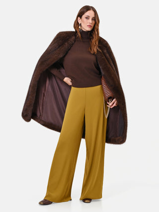 Pantalone fluido verde olio a palazzo