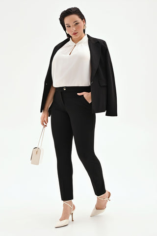 Pantalone Curvy skinny nero in scuba mano crèpe