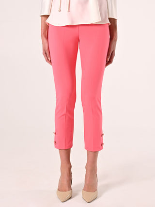 Pantaloni Rosa Camelia in Scuba mano Crepe