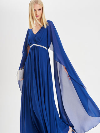 Rinascimento atelier Blu Long Dress with Stones