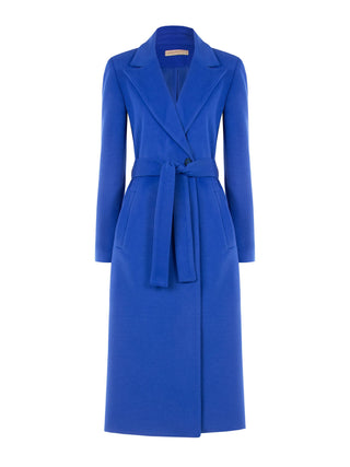 Belted China Blue Velour Wrap Coat
