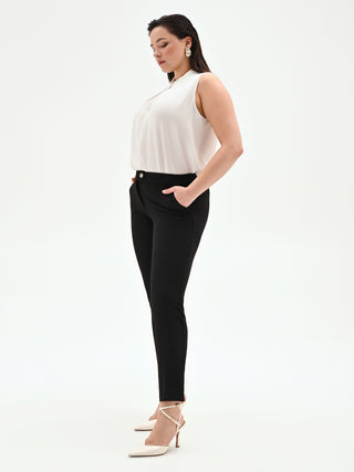 Pantalone Curvy skinny nero in scuba mano crèpe