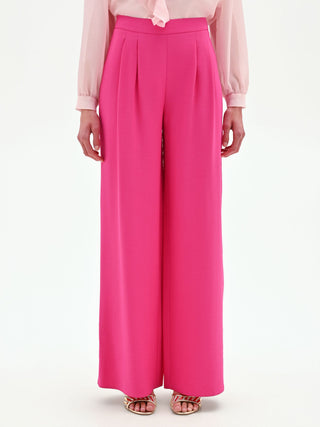 Pantalón palazzo fucsia de talle alto en poliviscosa