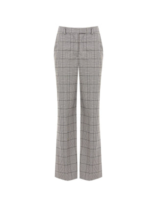 Pantalone grigio a gamba ampia con fantasia check