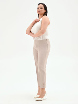 Pantalone Curvy tortora beige in tessuto tecnico