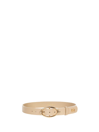 Beige Belt with Oval Buckle